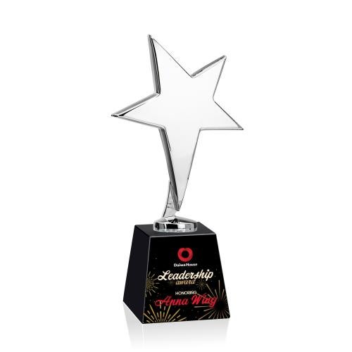 Corporate Awards - Crystal Awards - Tuscany Chrome Full Color Black on Fortino Base Star Crystal Award
