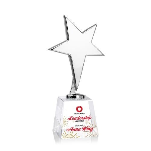 Corporate Awards - Crystal Awards - Tuscany Chrome Full Color Clear on Fortino Base Star Crystal Award