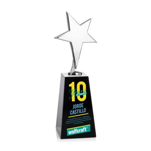 Corporate Awards - Crystal Awards - Tuscany Chrome Full Color Black on Novita Base Star Crystal Award