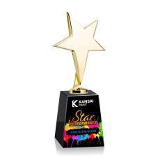 Tuscany Gold Full Color Black on Celestina Base Star Metal Award - Crystal Awards