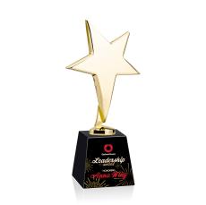 Tuscany Gold Full Color Black on Fortino Base Star Crystal Award - Crystal Awards