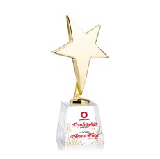 Tuscany Gold Full Color Clear on Fortino Base Star Crystal Award - Crystal Awards