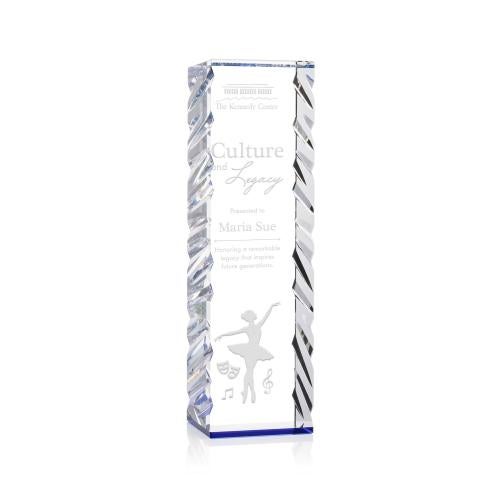 Corporate Awards - Crystal Awards - Arezzo Blue Obelisk Crystal Award