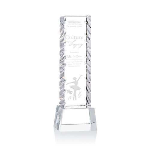 Corporate Awards - Crystal Awards - Arezzo Clear on Base Obelisk Crystal Award