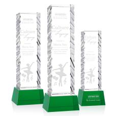 Arezzo Green on Base Obelisk Crystal Award - Crystal Awards