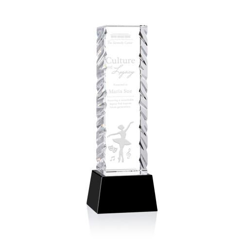 Corporate Awards - Crystal Awards - Arezzo Black on Base Obelisk Crystal Award
