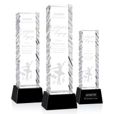 Arezzo Black on Base Obelisk Crystal Award - Crystal Awards