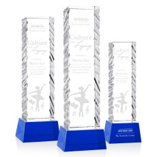 Arezzo Blue on Base Obelisk Crystal Award - Crystal Awards