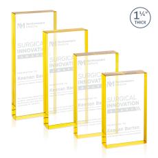 Colebrook Gold Rectangle Crystal Award - Crystal Awards