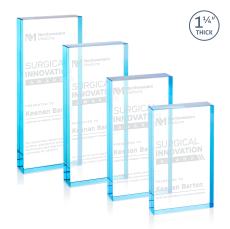 Colebrook Blue Rectangle Crystal Award - Crystal Awards