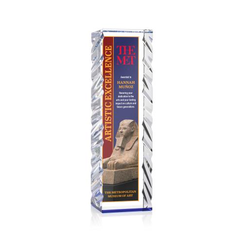 Corporate Awards - Crystal Awards - Arezzo Full Color Blue Obelisk Crystal Award