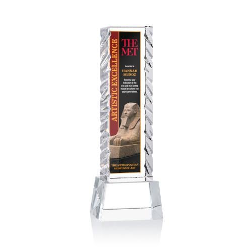 Corporate Awards - Crystal Awards - Arezzo Full Color Clear on Base Obelisk Crystal Award