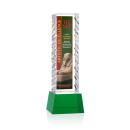 Arezzo Full Color Green on Base Obelisk Crystal Award