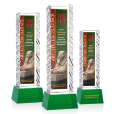 Arezzo Full Color Green on Base Obelisk Crystal Award - Colored Crystal