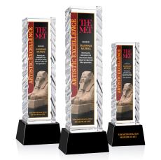 Arezzo Full Color Black on Base Obelisk Crystal Award - Crystal Awards