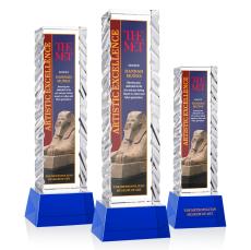 Arezzo Full Color Blue on Base Obelisk Crystal Award - Colored Crystal
