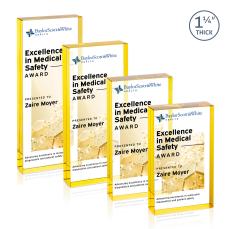 Colebrook Full Color Gold Rectangle Crystal Award - Crystal Awards