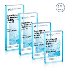 Colebrook Full Color Blue Rectangle Crystal Award - Colored Crystal
