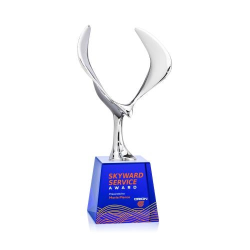 Corporate Awards - Crystal Awards - Maverick Full Color Blue on Fortino Animals Crystal Award