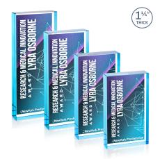 Colebrook Full Color Double Sided Blue Rectangle Crystal Award - Colored Crystal
