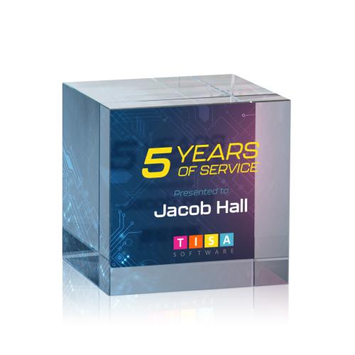 Corporate Awards - Crystal Awards - Granby Cube Full Color Double Sided Crystal Award