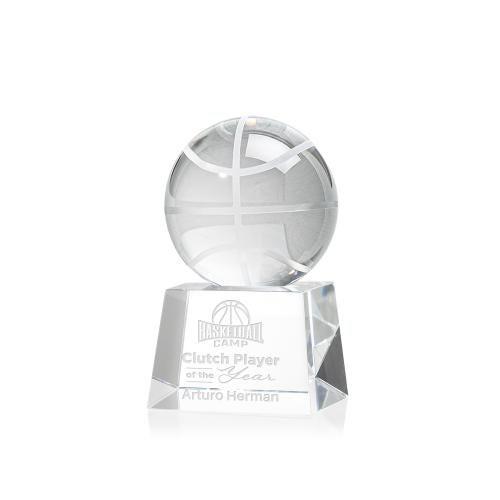 Corporate Awards - Sports Awards - Basketball Awards - Basketball Spheres on Robson Base Crystal Award