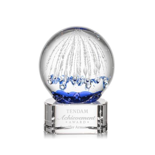 Corporate Awards - Glass Awards - Art Glass Awards - Starburst Clear on Paragon Base Spheres Glass Award