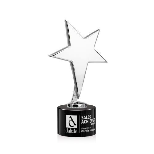 Corporate Awards - Metal Awards - Tuscany Chrome Star on Marvel Base - Black