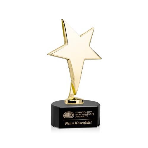 Corporate Awards - Metal Awards - Tuscany Gold Star on Paragon Base - Black