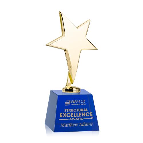 Corporate Awards - Metal Awards - Tuscany Gold Star on Robson Base - Blue