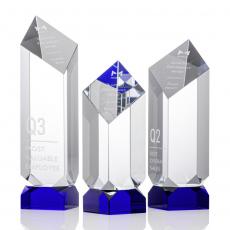 Employee Gifts - Achilles Tower Blue Obelisk Crystal Award