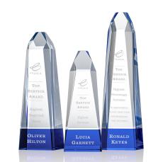 Radiant Blue Obelisk Crystal Award - Glass Awards