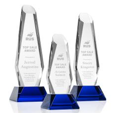 Rawlinson Blue  on Base Obelisk Crystal Award - Crystal Awards