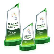 Sandown Full Color Green on Alberton Base Peak Crystal Award - Full Color Awards