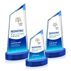 Sandown Full Color Blue on Alberton Base Peak Crystal Award - Full Color Awards