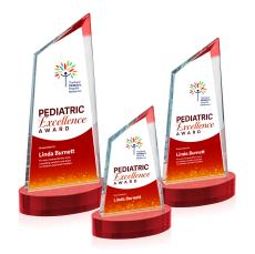 Sandown Full Color Red on Alberton Base Peak Crystal Award - Full Color Awards