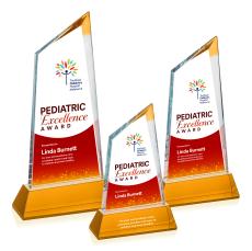 Sandown Full Color Amber on Newhaven Base Peak Crystal Award - Full Color Awards