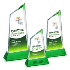Sandown Full Color Green  on Newhaven Base Peak Crystal Award - Full Color Awards