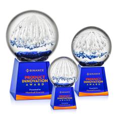 Starburst Full Color Blue on Fortino Base Spheres Glass Award - Glass Awards