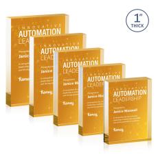 Toledo Full Color Double Sided Gold (Vert) Rectangle Acrylic Award - Years of Service Awards