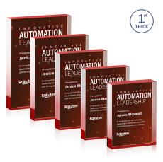 Toledo Full Color Double Sided Red (Vert) Rectangle Acrylic Award - Years of Service Awards