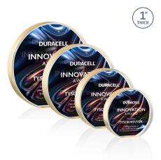 Narita Full Color Double Sided Gold Circle Acrylic Award - Years of Service Awards
