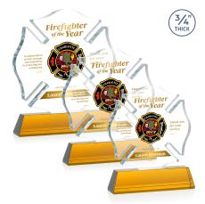 Maltese Cross Full Color Amber on Newhaven Abstract / Misc Crystal Award - Newest Additions