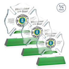 Maltese Cross Full Color Green on Newhaven Abstract / Misc Crystal Award - Newest Additions