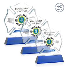 Maltese Cross Full Color Blue on Newhaven Abstract / Misc Crystal Award - Newest Additions