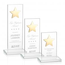 Employee Gifts - Dallas Star Clear/Gold Rectangle Crystal Award