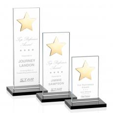 Dallas Black/Gold Star Crystal Award - Crystal Star Awards