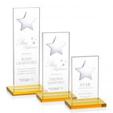 Employee Gifts - Dallas Star Amber/Silver Rectangle Crystal Award