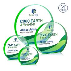 Maren Hemisphere Full Color Green Circle Crystal Award - Newest Additions