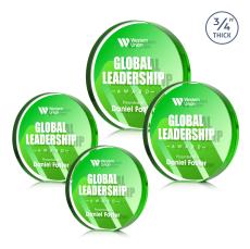 Gainsborough Full Color Double Sided Green Circle Crystal Award - Newest Additions